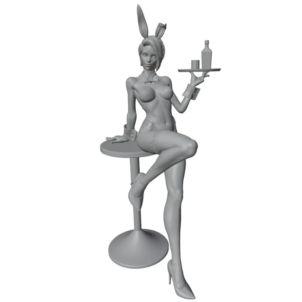1/24 Sexy Bunny Girl Miniature Resin Statue 75mm Handmade Model Kit, 3D Printed Resin Toy Kit Gk Unpainted Figure DIY Unassembled Statue Anime Doll Model Collection Sexy Girl Suitable for Role-Playing Games and Collecting Miniature Female Character Decoration - Detailed Poses and Sculptures
