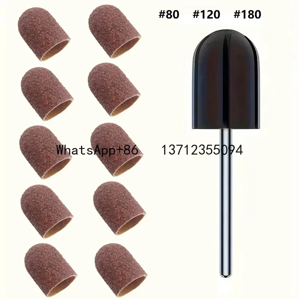 

10 шт. мягкие коричневые шлифовальные колпачки для ногтей с насадками, сверла для ногтей, пилочка для удаления мозолей, маникюр, педикюр # 80 # 120 # 180