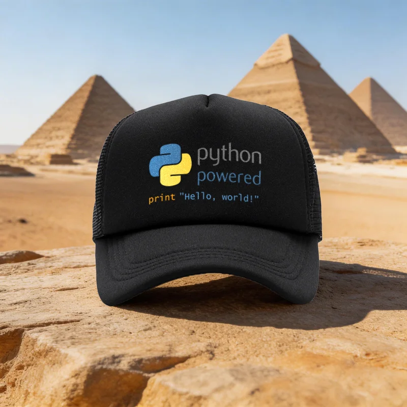 Unisex Adjustable Duckbill Baseball Cap with Python Logo - Lightweight Mesh Suitable for for Family, Travel, Sports & Work, Snap