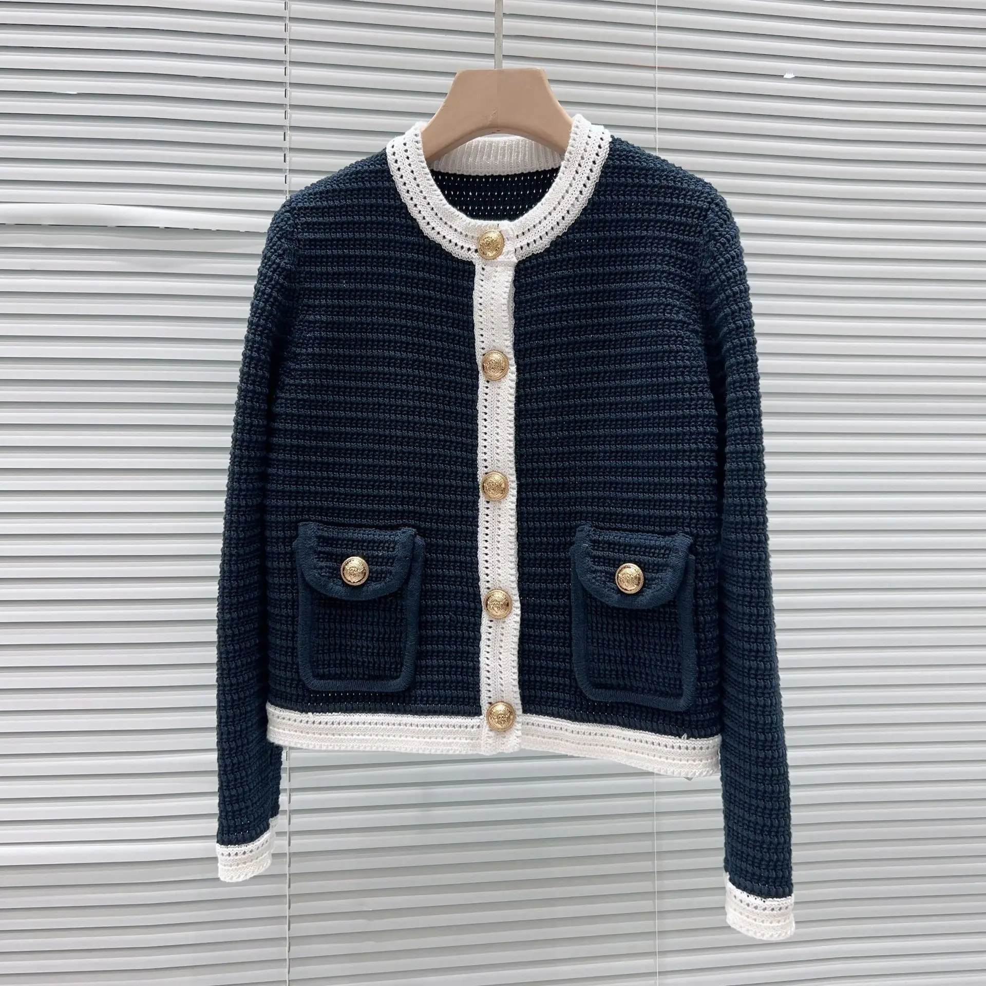 

High-End Knitted Long Sve round Ne Outerwear for Women Color Blo Faion Versatile Open Cardigan Girl's Winter Faion