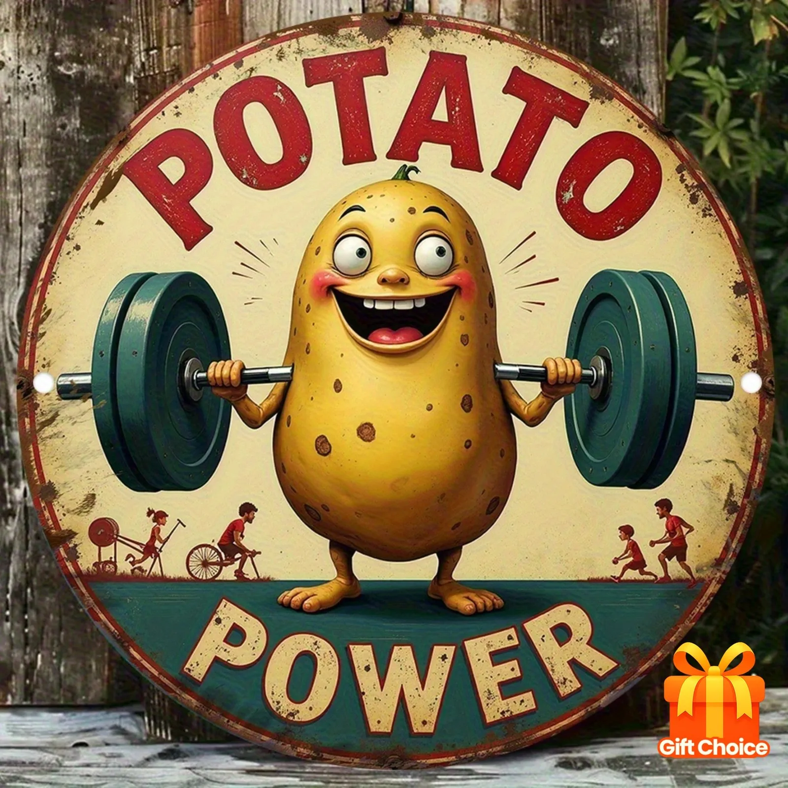 Vintage Potato Power Round Tin Metal Signs Home Décor Wall Art 8x8