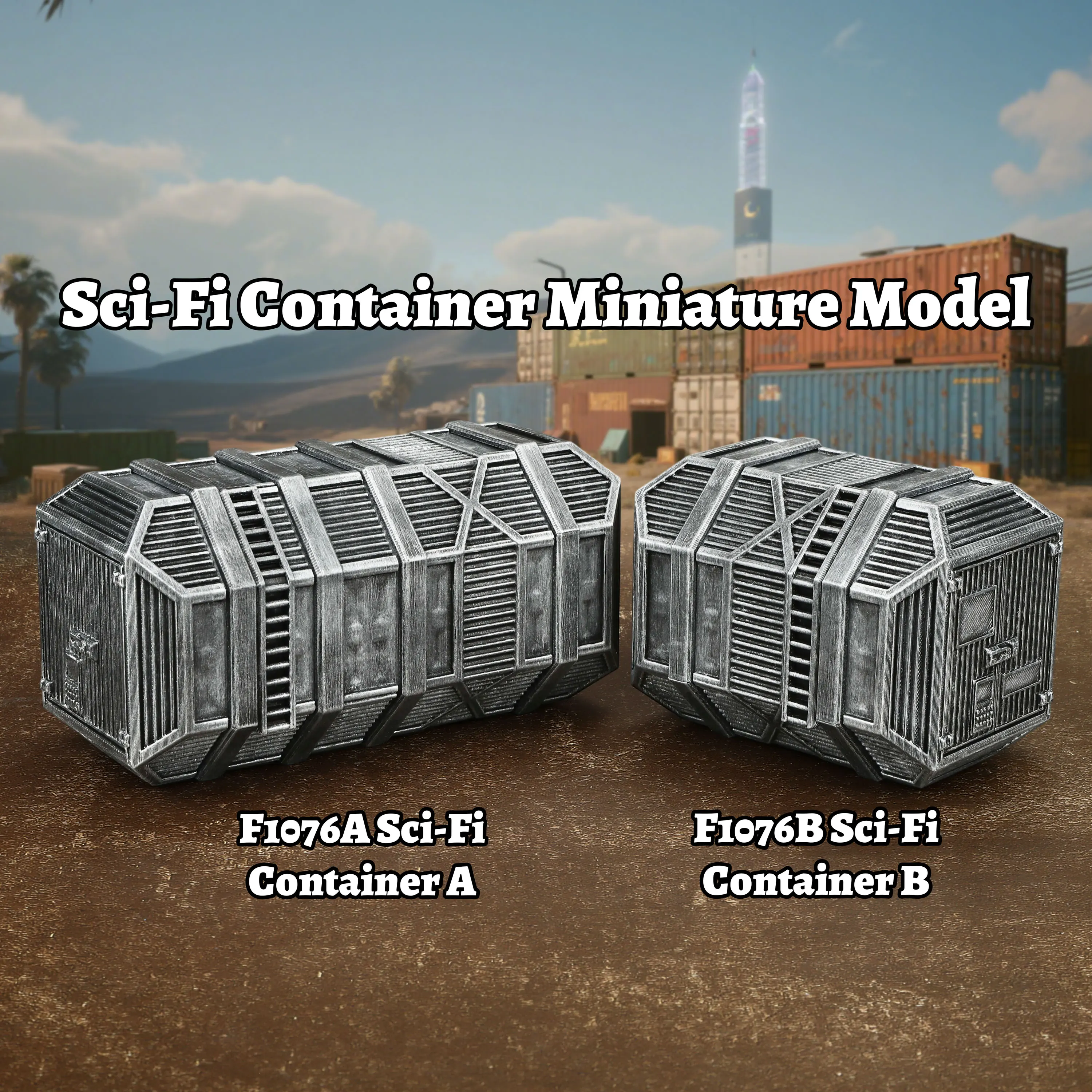 Sci-Fi Container Mini Terrain - Modular Storage Units for Tabletop Scenes, Hand-Painted TTRPG Accessories(2 Styles Available)