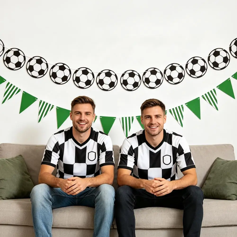 Pre-stringed Football Flags Easy Setup Party Banner Soccer Party Pennant Banner Triangle Flags Garland Sports Theme for Football