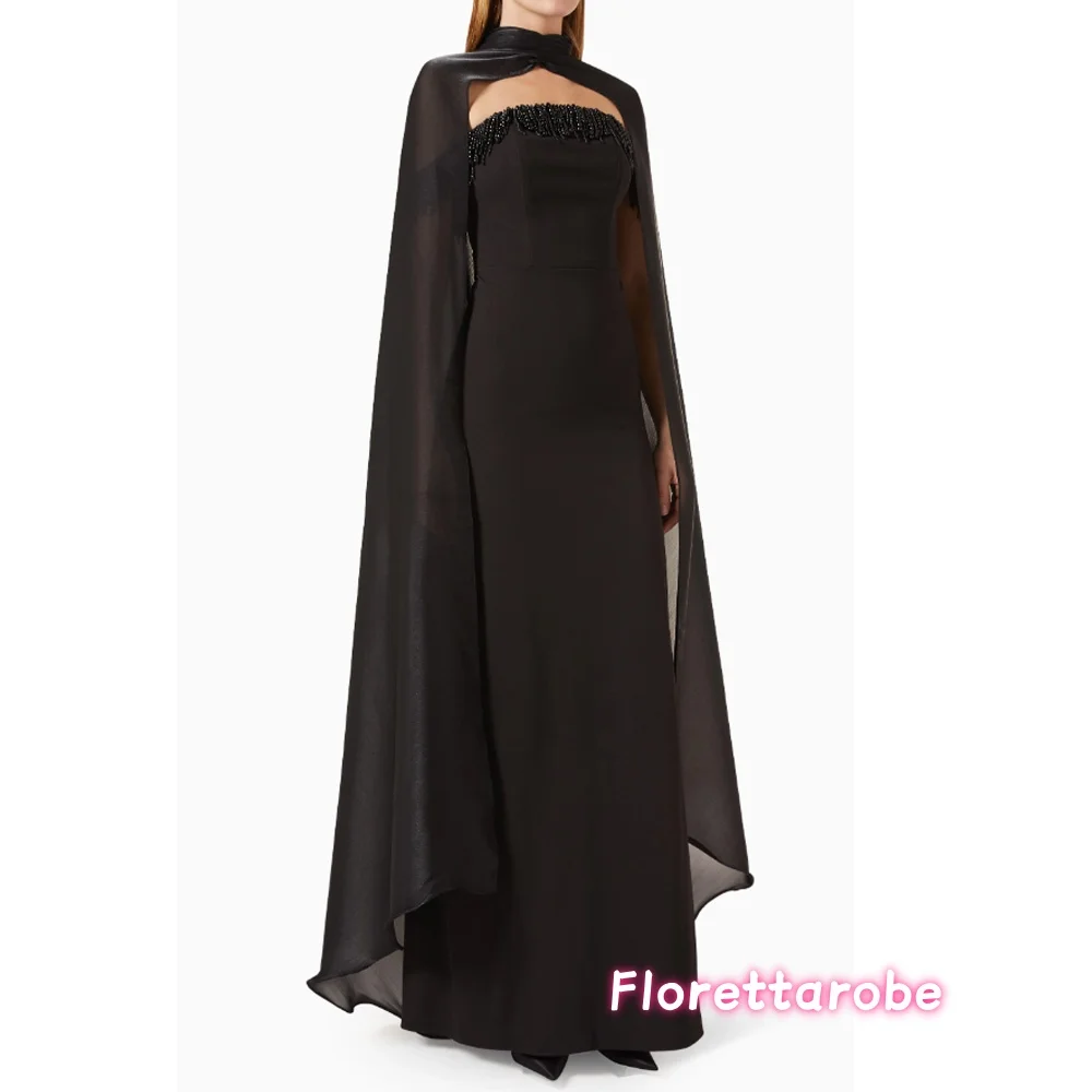 

Изысканное черное вечернее платье-русалка без бретелек с пышной юбкой, драпировкой и черными жемчужинами, модель Vestidos De Fiesta