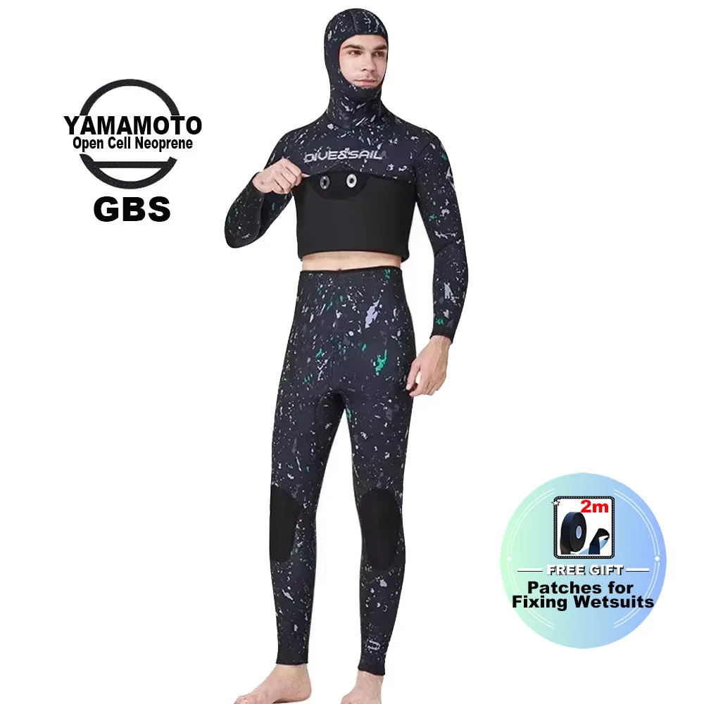 Premium Wetsuit 1.5mm 3mm Men CR Neoprene Open Cell  Spearfishing Diving Suit Camouflage Camo Hooded Free  Scuba Dive