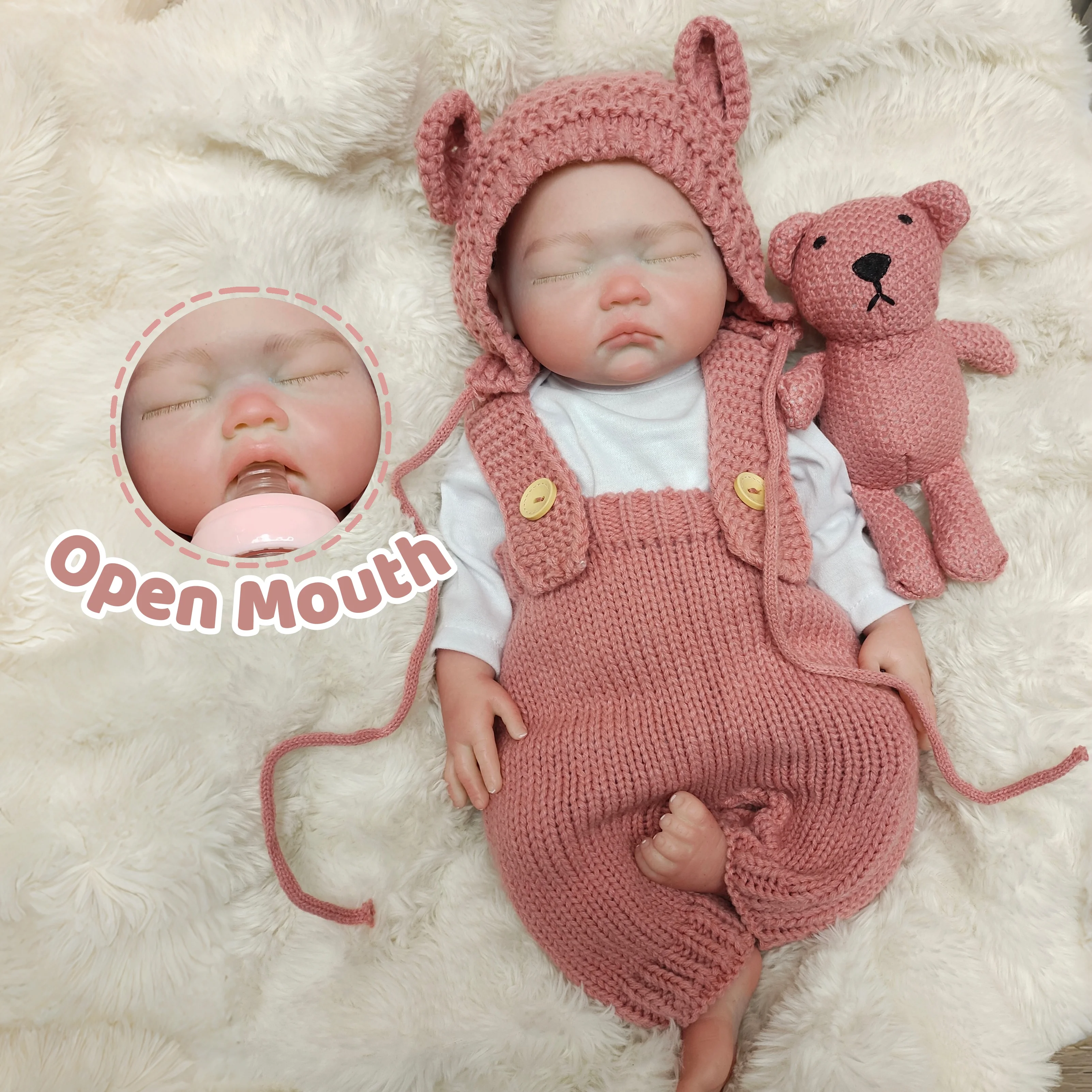 

18-дюймовая/45-сантиметровая кукла-реборн с открытым ртом и возможностью мытья, из мягкого силикона, для девочек и мальчиков, реалистичная кукла-реборн из силикона, в виде новорожденного, в качестве подарка