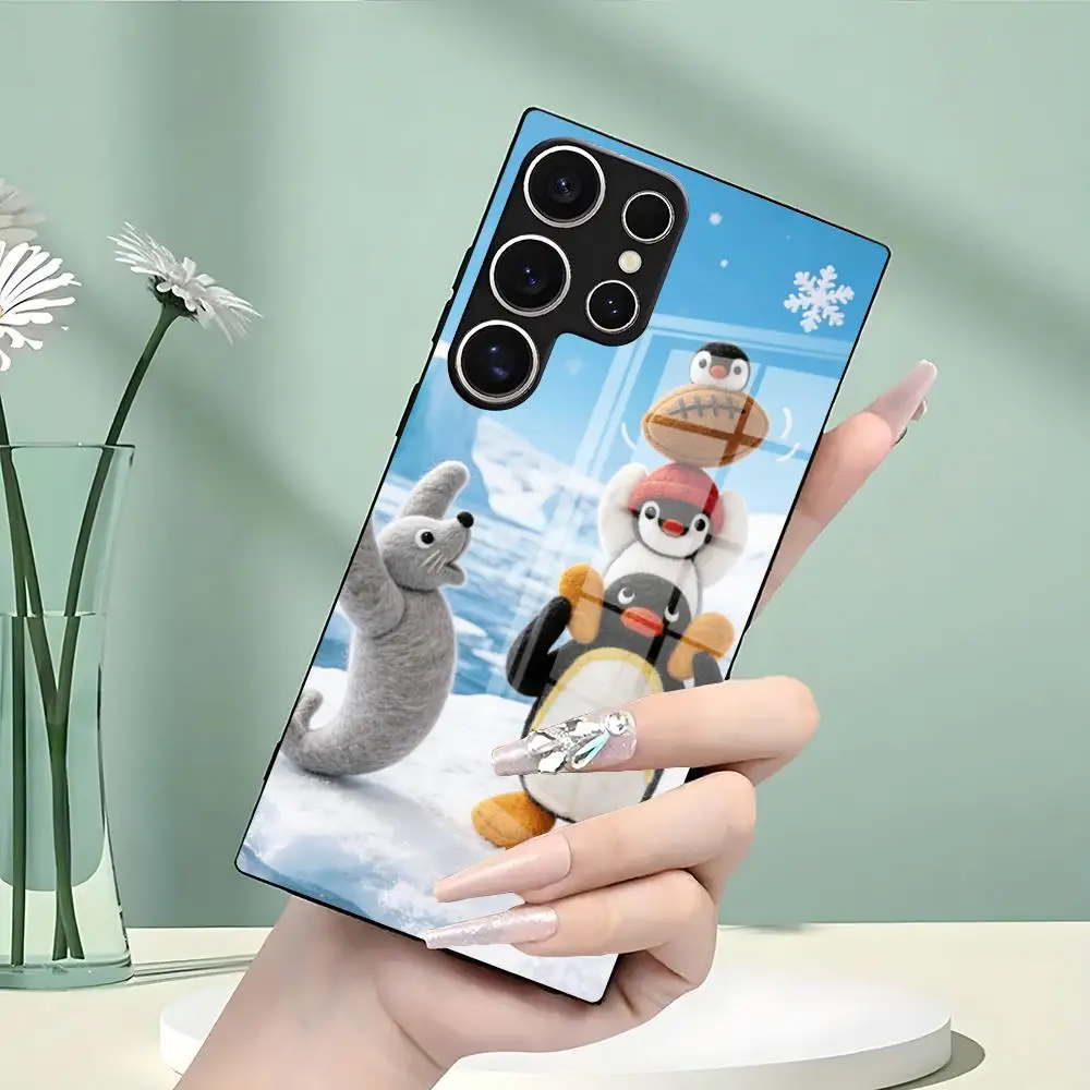 Fluffy Dolls Pingu Phone Case For Samsung S26 S25 Edge S24 S23 S22 Ultra Plus Fe A57 A37 A17 A27 5G Glass Cover