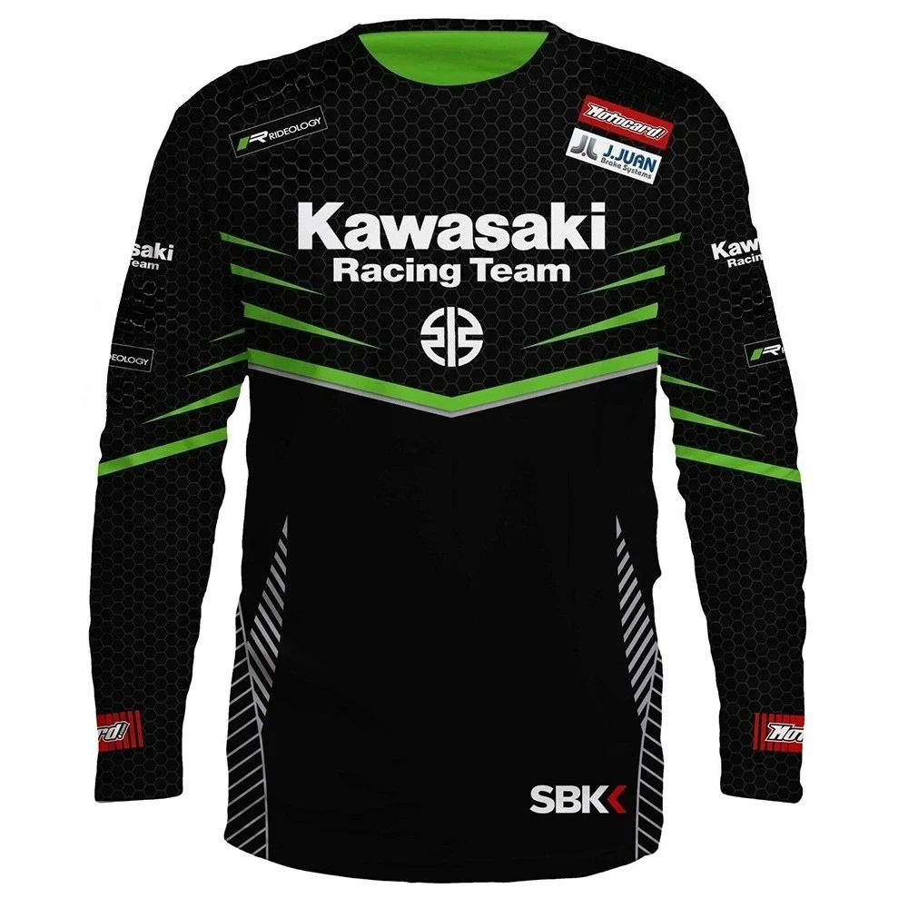

Hot Sale Kawasaki Motorcycle T-shirt Racing Team Men Long Sleeve Spring Autumn Women Tee Shirts Sports Children Clothes Tops
