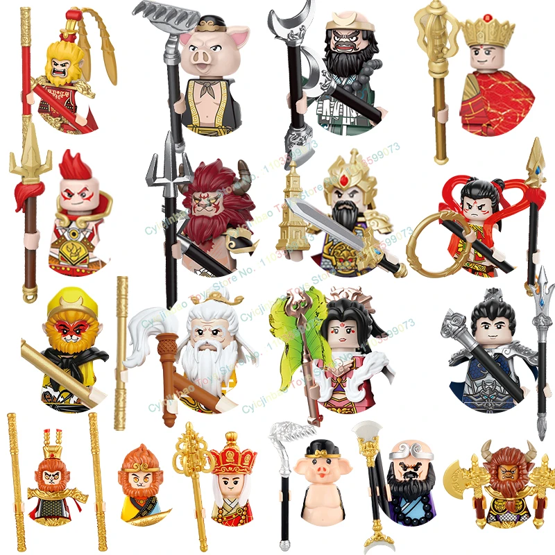 MOC Bricks Journey to the West Black Myth Wukong Monkey Sun Ba Jie Anime Cartoon Figure Educational Building Blocks Toys