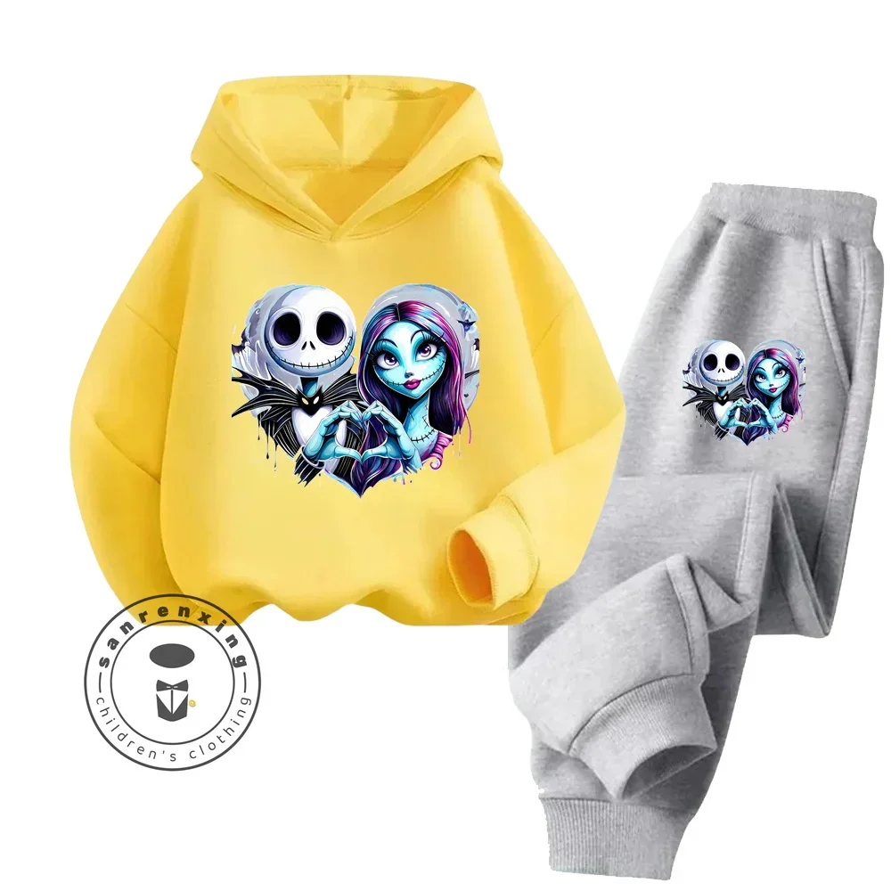 The Nightmare Before Christmas Cartoon Comfortable Boys and Girls Children\'s Non-stimulating Durable Fall Winter Sweatshirt Set