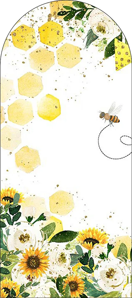 Mocsicka Bee Arch Cover Backdrop Elastic Double-Sided Yellow Honey Flower Decoration Baby Happy Birthday Party Arched Background
