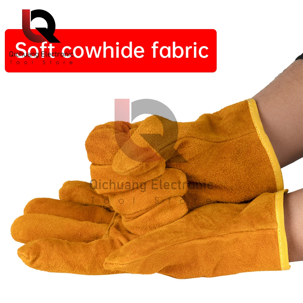 Gants de travail en cuir de vachette gants de soudage de sécurité résistant à la chaleur isolé coton Protection gants de travail de la sécurité pour soudeur