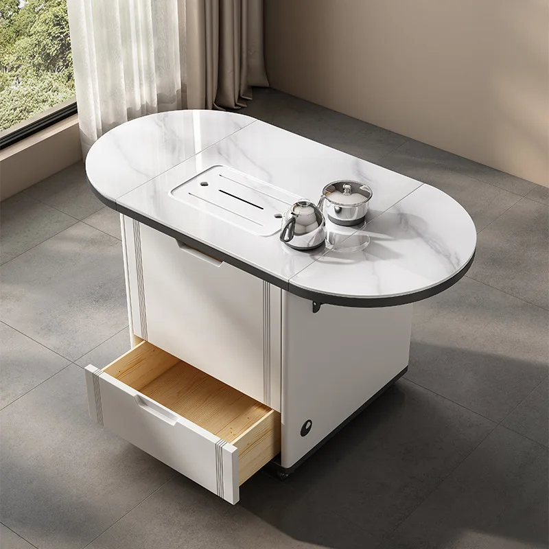 Balcony rock slab mobile folding tea table tea table household multi-functional modern simple light luxury coffee table tea