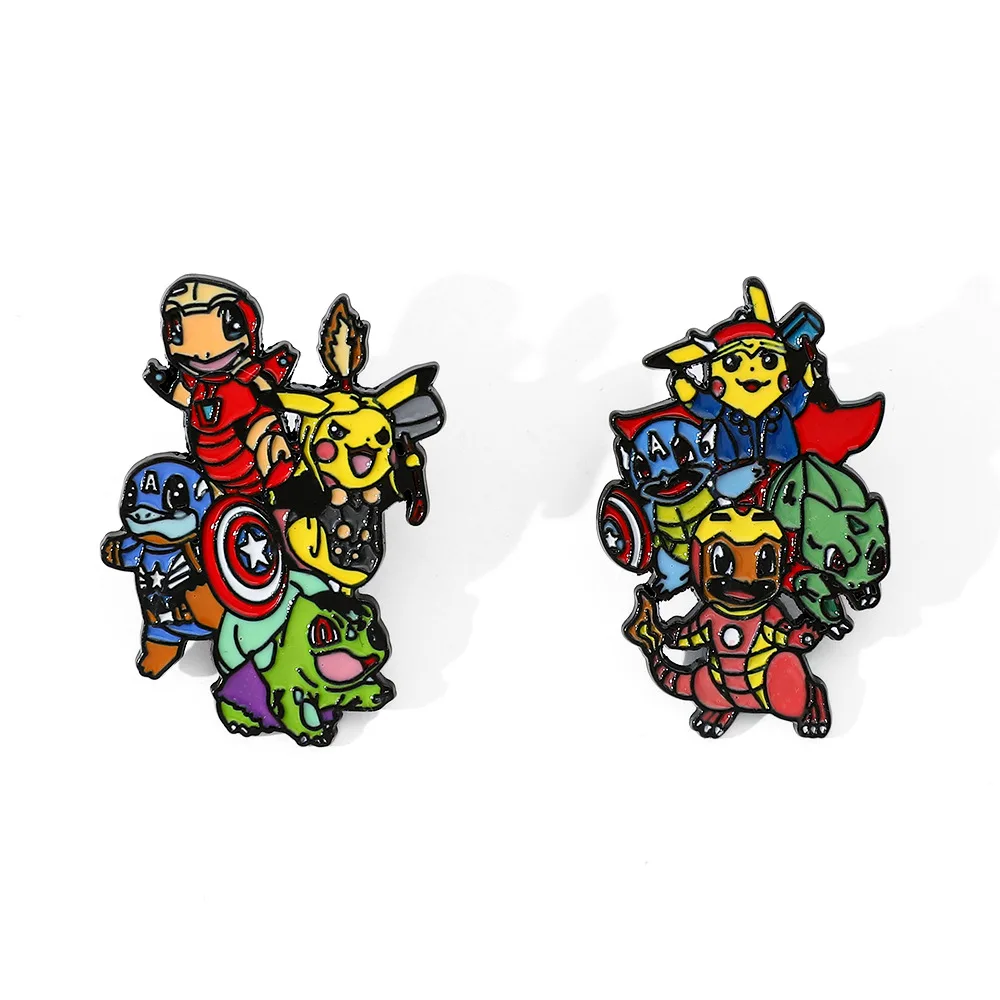 

1 Set Marvel Superhero Cosplay Pikachu Enamel Pins Avengers Spiderman Brooch for Backpack Badge Brooch Accessories