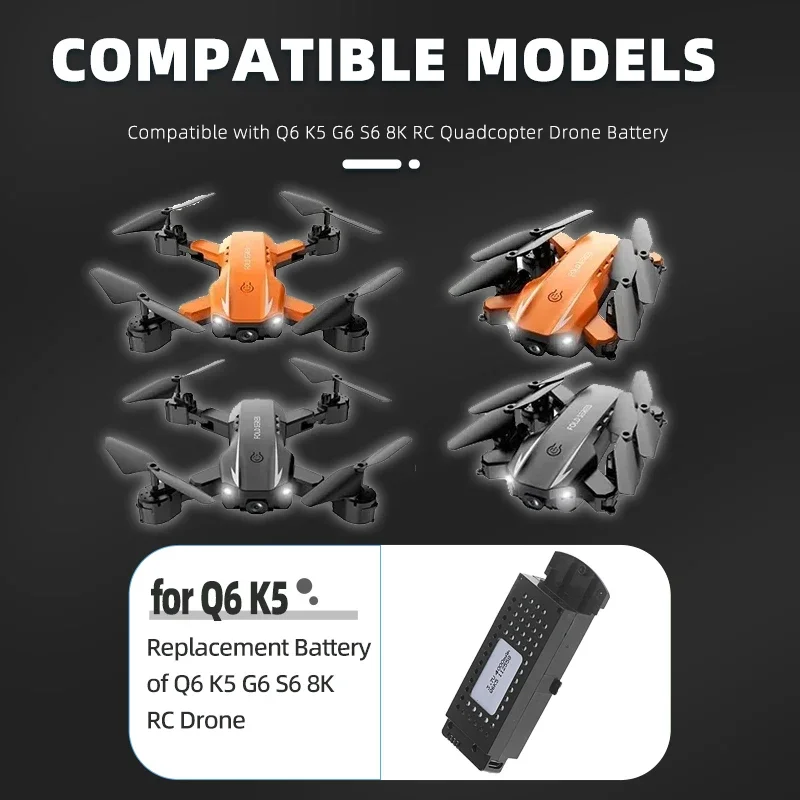 Batería de Dron K5 Q6, 3,7 V, repuesto de baterías de vuelo G6 S6, celdas li-po de 4000mAh para accesorios de repuesto de cuadricóptero 8K RC