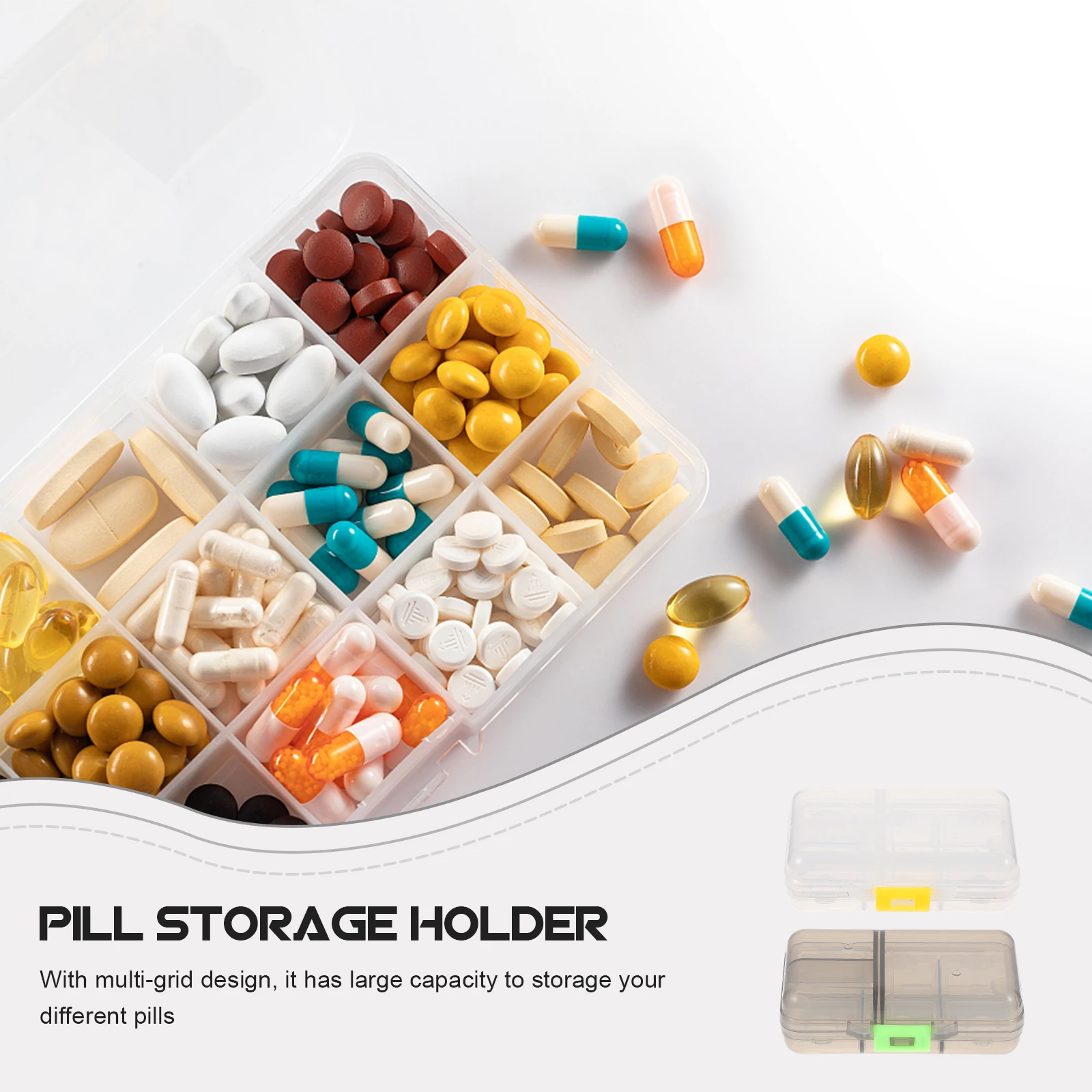 

2 шт. портативный чехол для таблеток, органайзер для лекарств, держатель для хранения в путешествиях с отделениями, мини-коробка для использования на открытом воздухе, портативный органайзер