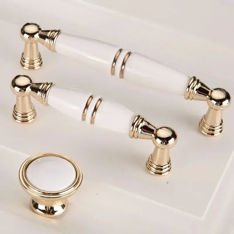 European Style White Porcelain Cabinet Knobs Handles Kitchen Drawer Handles Door Knob Furniture Pull for Kitchen Cabinet Knob