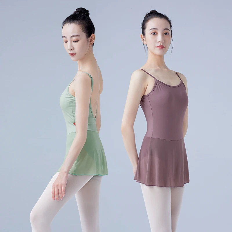الكبار رداء رقص الباليه للنساء عالية قطع حزام قابل للتعديل فستان رقص الجمباز Unitard ملابس ممارسة الباليه