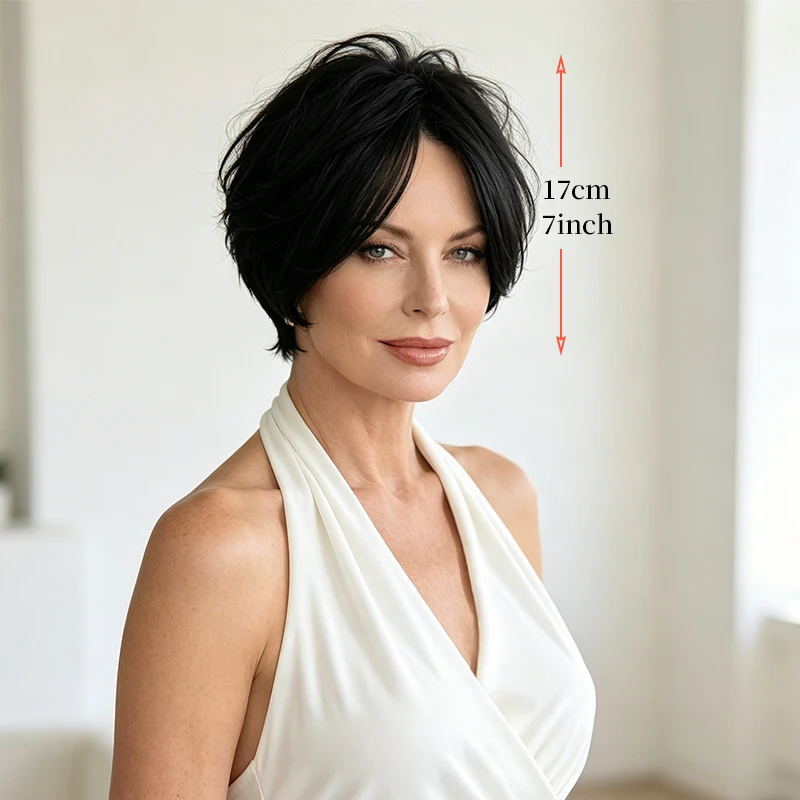 Lightweight Breathable Synthetic Hair Topper for Thinning Crown, Short Straight Wig Piece to Add Volume Instantly