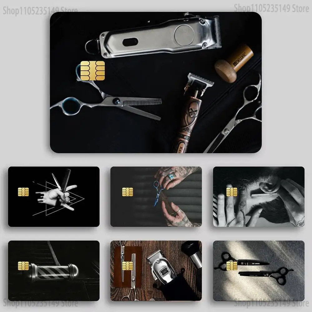 

Barber Shop Hair Stylist tools Card Sticker Diy Decorate Exquisite Bank Card Decals Patch Documents Birthday Gift