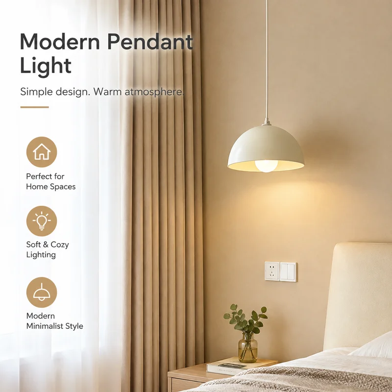 Pendant Light, Danish Bud Cream Style, Modern LED Hanging Lamp with Adjustable Wire for Bedroom, Bedside Home Decor, Chandelier