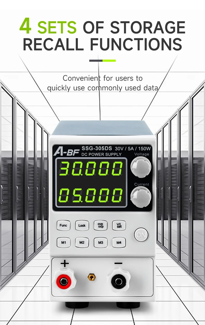 Imagem -04 - Programável Laboratório Banco de Alimentação A-bf Ssg305ds Fonte de Alimentação Dual Led de Dígitos Função de Memória 30v 5a Ajustável