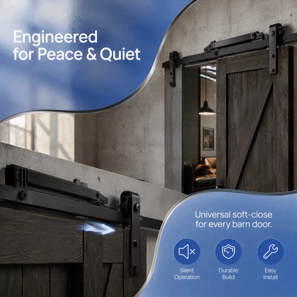 2 set Upgraded Barn Door Damper Kit Easy Installation Quiet Barn Door Soft Close Mechanism Sliding Door Buffer Damper