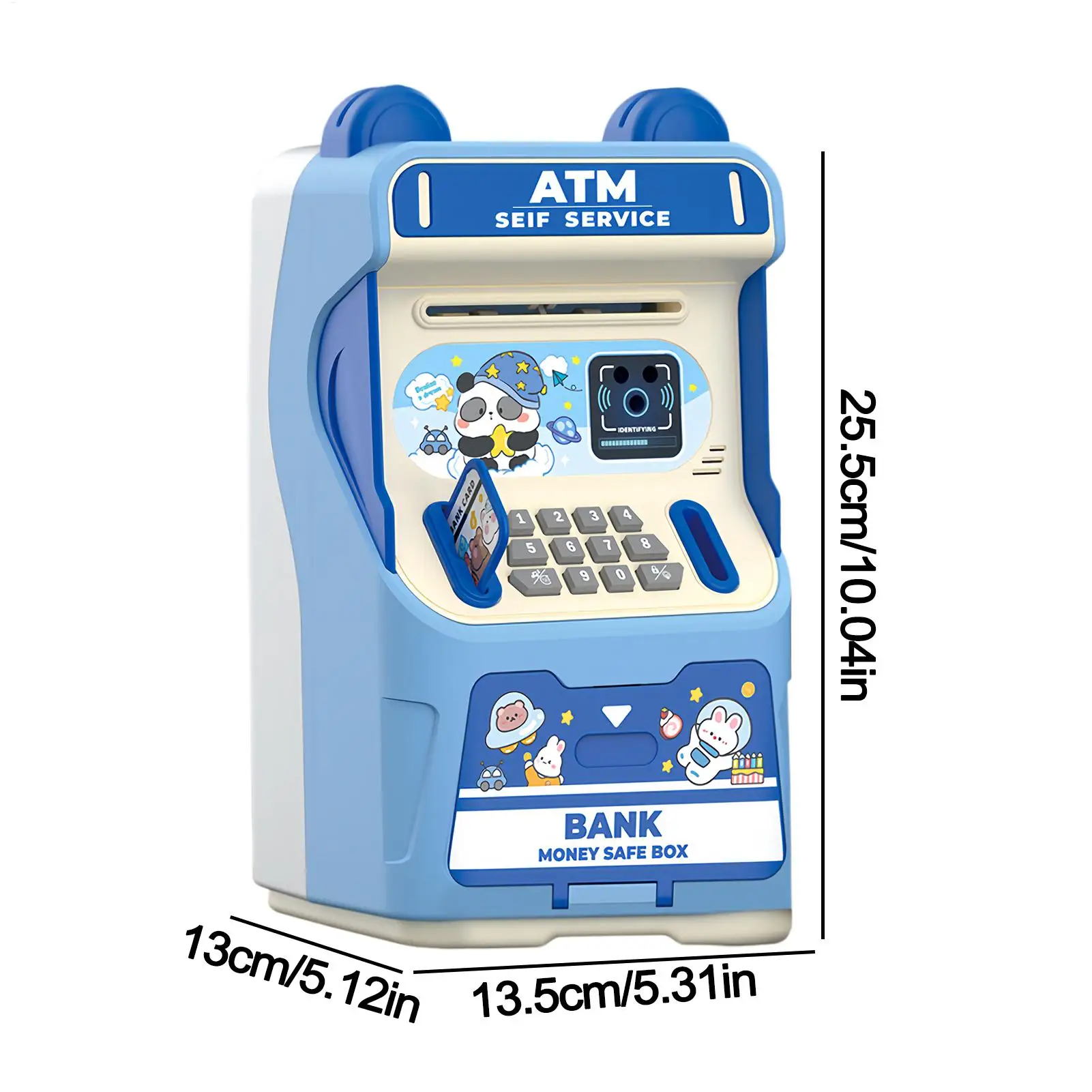 어린이 ATM 은행 교육용 장난감 얼굴 인식 기능 카드 슬롯 자동 현금 롤링 ATM 은행 소년 소녀용 가정용