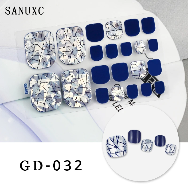 Sanuxc 3D Nail Sticker for Foot Self Adhesive Nail Polish Stickers for Manicure Full Cover Stickers for Toenails Summer