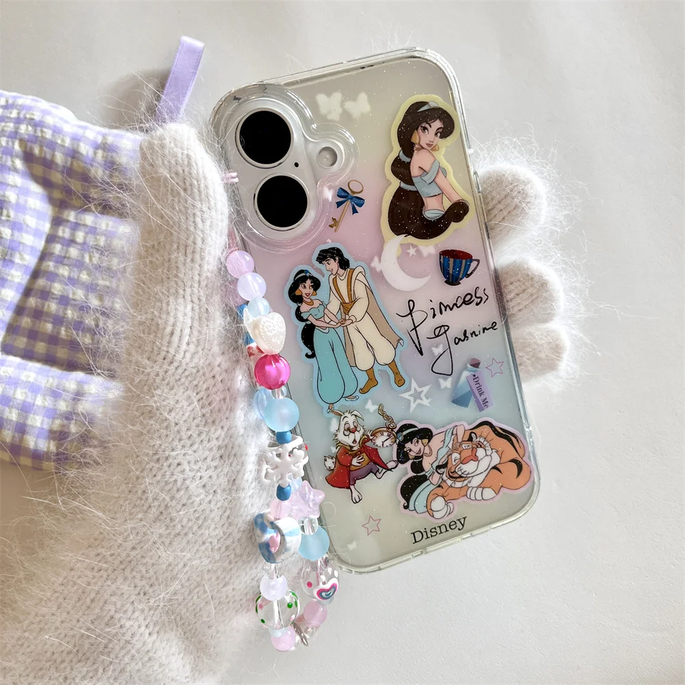 Jasmine Princess Cartoon Fairy Tale Girl Phone Case for iPhone 14 Pro 12 Pro 15 Plus X 16 Pro Max 13 Soft Cover TPU Silicone