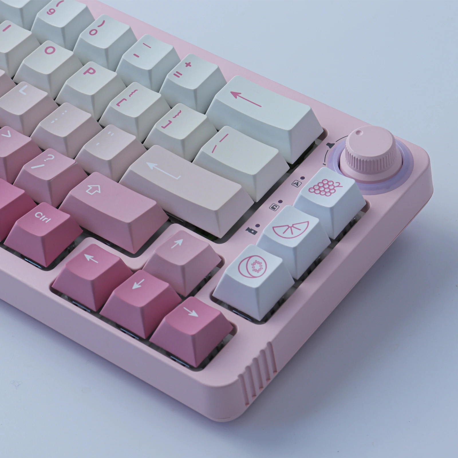 GMK Pink white gradient Keycaps, 128 Keys PBT Keycaps Cherry Profile DYE-SUB Personalized GMK Keycaps For Mechanical Keyboard