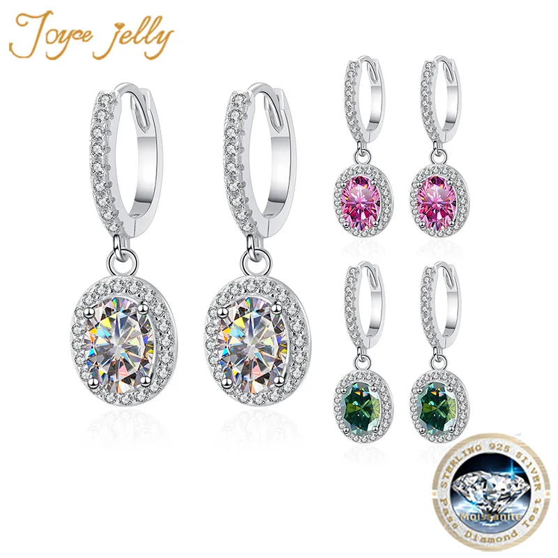 

JoyceJelly S925 Sterling Silver Ear-drops With 1CT D Color Oval Moissanite Earrings For Women Luxury Fine Jewelry Wedding Gifts