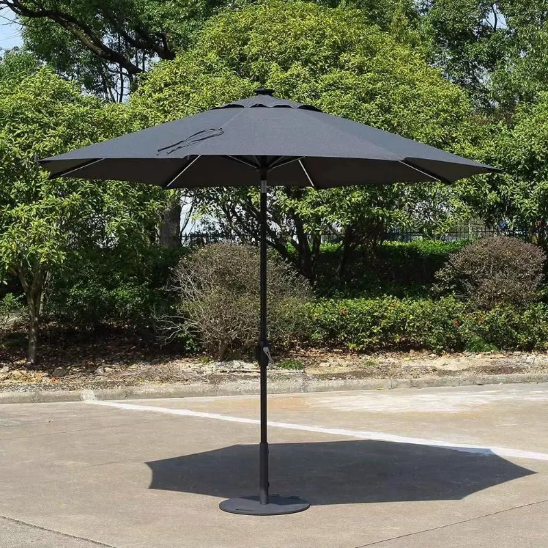 Aluminum Hand Crank Modern Outdoor Parasol Auto Tilt Foldable UV Protection Garden Parasol 3M Center Pole Parasol Fast Delivery