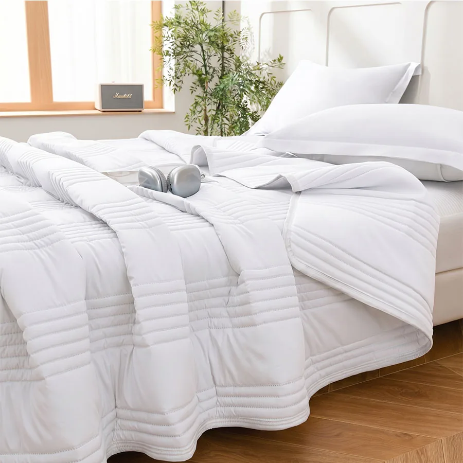 Lightweight Quilted Summer Blanket for Bed Double Sided Soft Breathable Thin Comforter Skin Friendly King Summer Quilt Bedspread