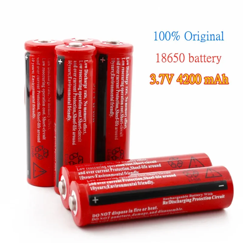 100% new original 18650 Rechargable Battery 4200 mAh 3.7 V for LED Lantern torch