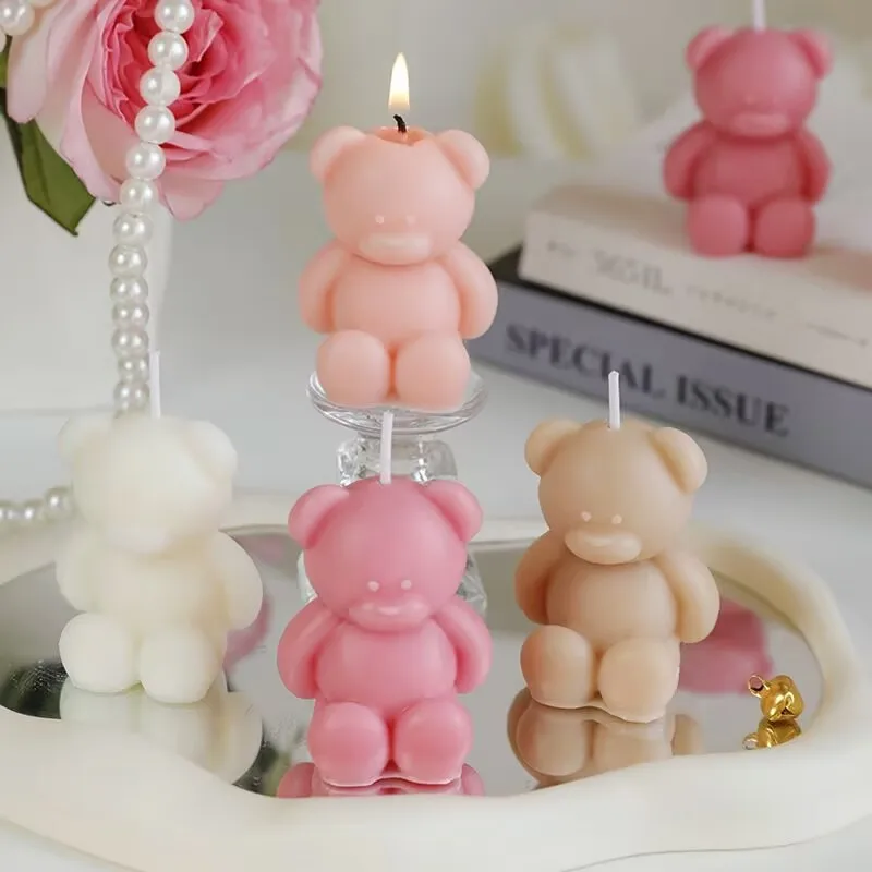20PCS Cute Mini Animal Bear Aromatherapy Candle For Wedding Birthday Party DIY Supplies Best Gift