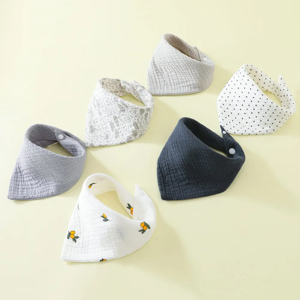 

6pc Baby Bibs Set Cotton Baby Drool Towel for Newborn 2 Layer Gauze Muslin Triangular Feeding Saliva Towel Soft Burp Cloths