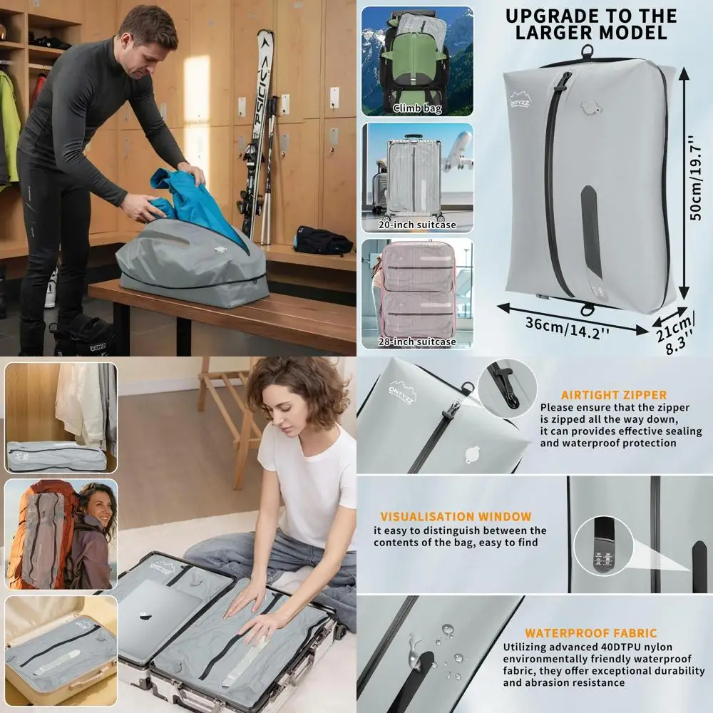 

Travel Waterproof Vacuum Storage Bags, IPX8 Rated, 3-Pack with Pump for Space Saving in Luggage, Camping, Home