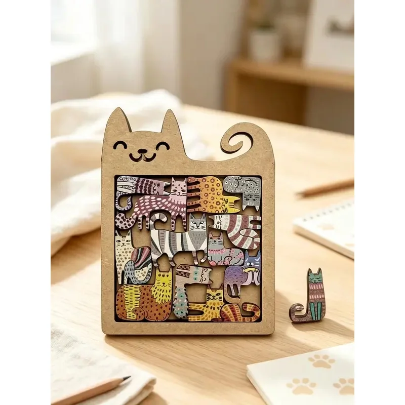 Kawaii Cute Cat Shaped High-Difficulty Puzzle Toy Creative Portable Ornament Brain Teaser for Kids Birthday Party Favors Pinata