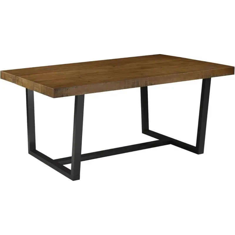 Walker Edison Andre Modern Solid Wood Dining Table, 72 Inch, Rustic Oak