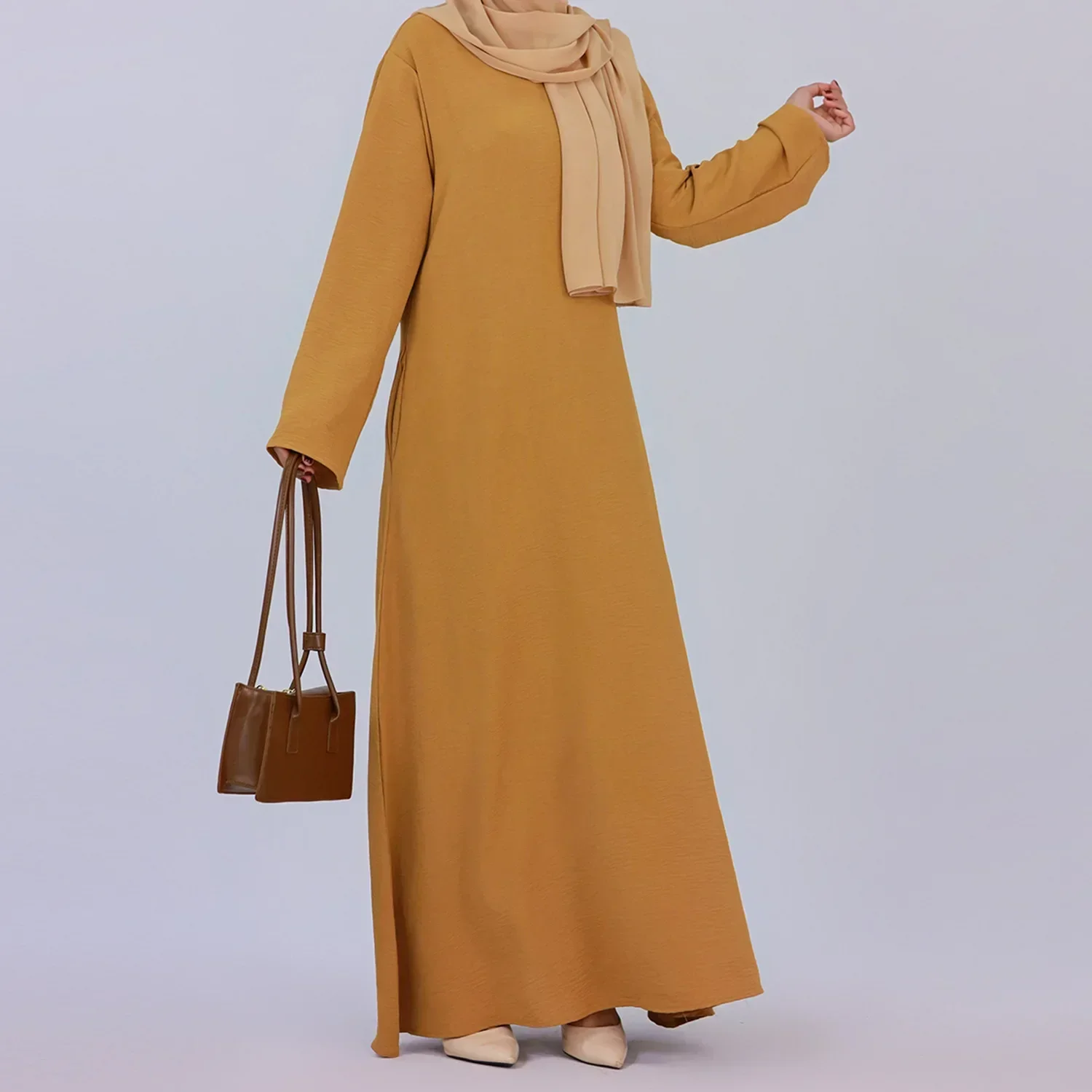 Vestidos de crepé debajo de Abaya para mujer musulmana, Abayas simples informales, ropa islámica, bata Hijabi turca de Dubái