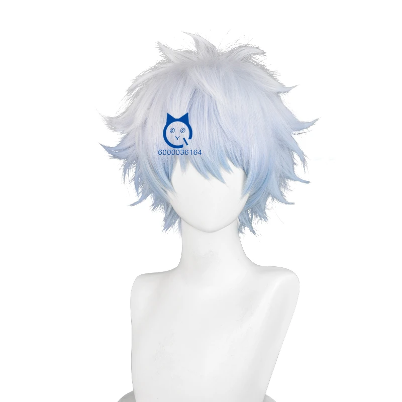 Amine Gintama Gintoki Sakata Hot Cosplay Silver Soul Short Gradient Color 30cm Wig Heat Resistant Synthetic Hair Party Comic Con