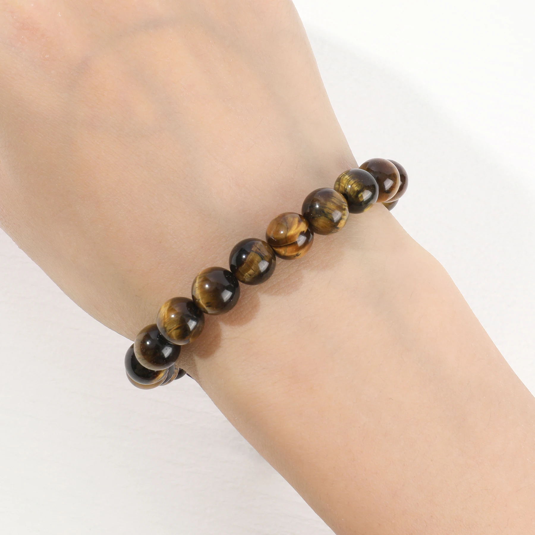 IDEAJOY Tiger Eye Natural Stone Bracelets For Women Fashion Jewelry for Ladies Girl Gift Trendy Beaded Adjustable Bracelet Women