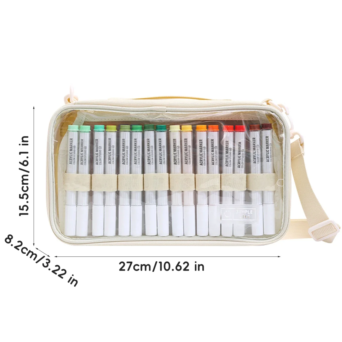 1pcs Marker Pens Specific Storage Bag Pencil Case, Transparent Simple Color Easy Carry-on Handbag, Large Capacity for 64 Pens