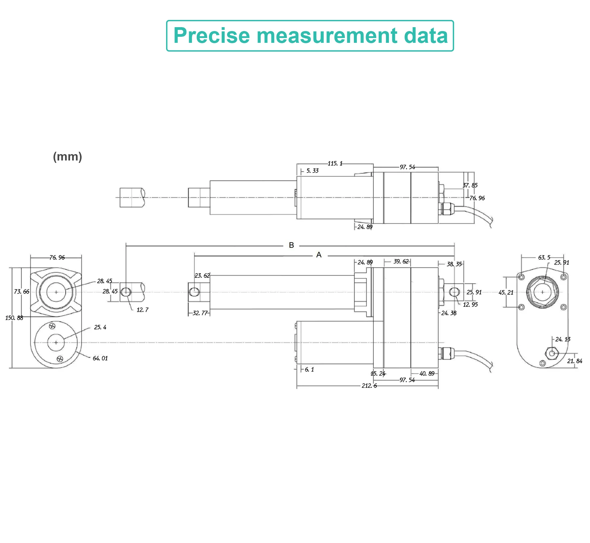 Krihom Linearantrieb IP65 8000N Kraft, 50 mm 150 mm 300 mm 400 mm 500 mm, 12 V 24 V 48 V, Anwendungen für Elektrofahrzeuge und Haushalt – Detail 3