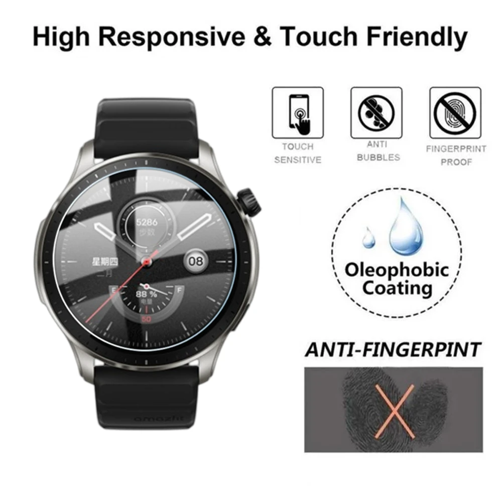 Tempered Glass For Amazfit GTR 4 Smartwatch Screen Protector Anti-scratch Film For Amazfit GTR 4 GTR 47MM 42MM Protective Glass