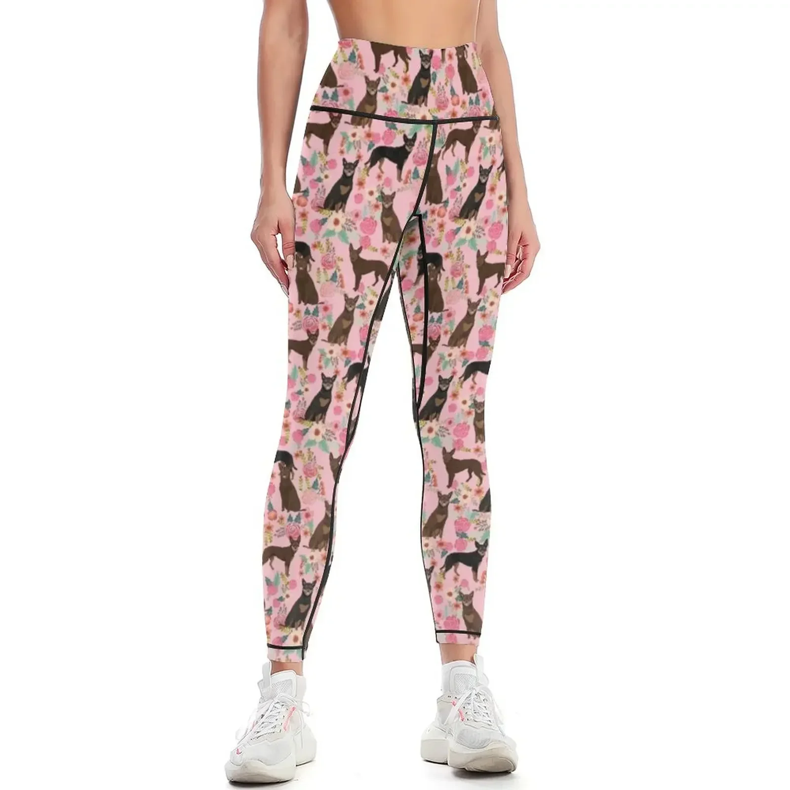 

Australian kelpie dog florals - cute dog, black dog, pet, Australian kelpie, kelpie. dog Leggings Sports female Womens Leggings