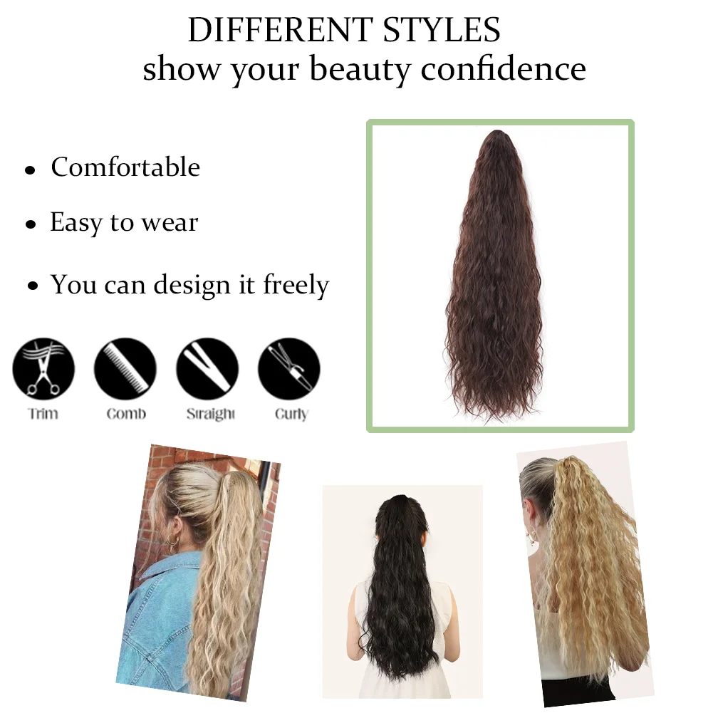 Long Curly Drawstring Ponytail Synthetic Ponytails for Women Ponytail Clip in Hair Extensions for Daily Cosplay