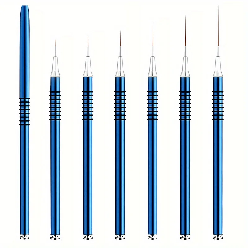 6 قطع من فرشاة تصميم فن الأظافر، خطوط طويلة رفيعة، قلم رسم منقط، طلاء جل بالأشعة فوق البنفسجية، فرش مقبض معدني