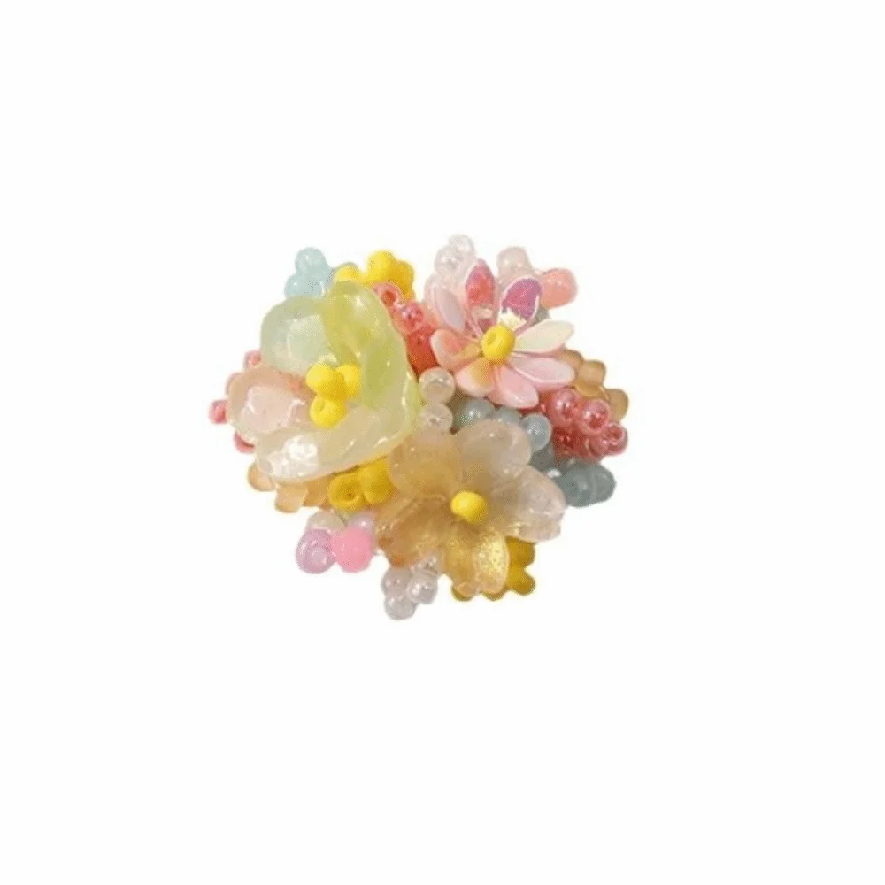 3D Design Flower Patches Transparent Jelly DIY Buckle Beaded Applique Non Slip Sturdy Exquisite Beaded Shoe Flower Decoration